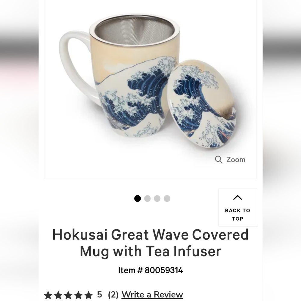Hokusai Great Wave Blue And Cream Porcelain Mug With Tea Infuser. By THE MET